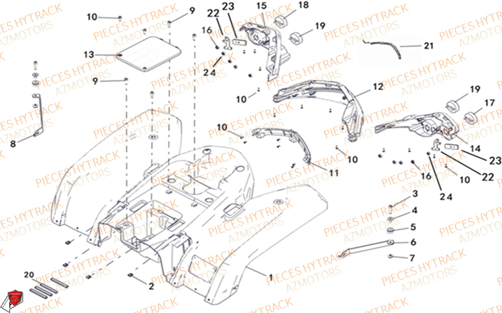 Carrosserie Arriere HYTRACK Pièces Quad HY200X