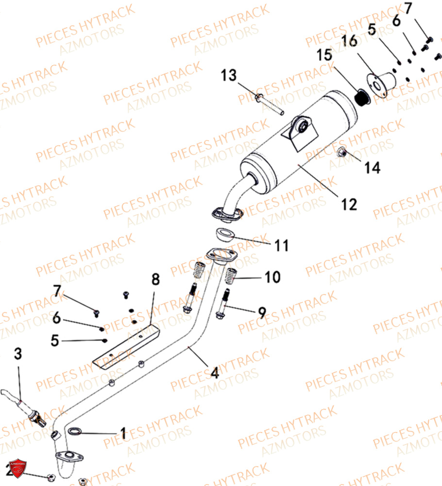 Echappement HYTRACK Pièces Quad HY200X