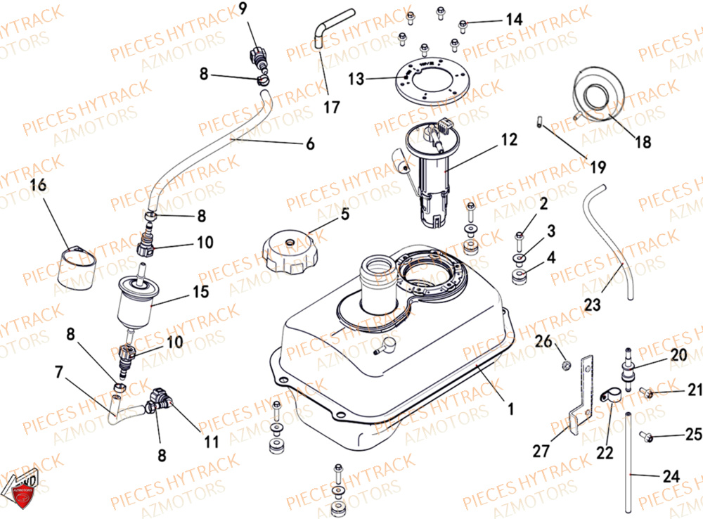 Reservoir Carburant HYTRACK Pièces Quad HY200X