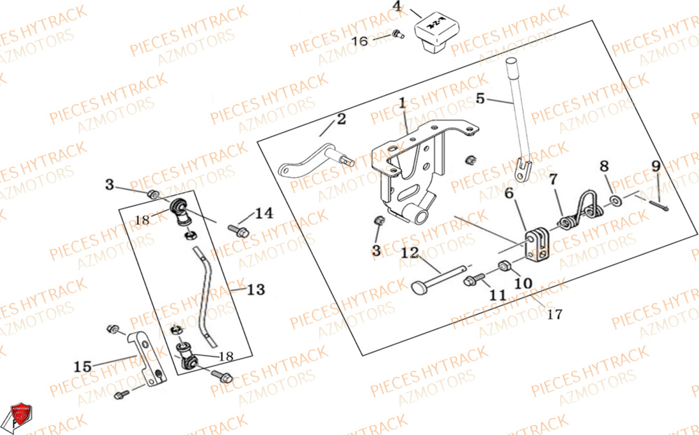 Tringlerie De Vitesses HYTRACK Pièces Quad HY200X