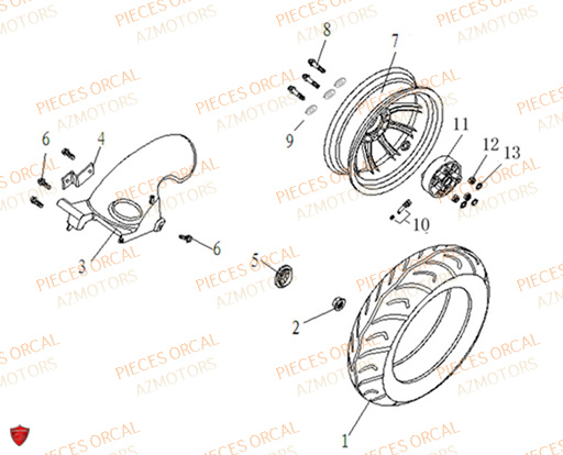 Roue Arriere ORCAL Pièces ORCAL ISCA 125 NEW Euro5 (2022)