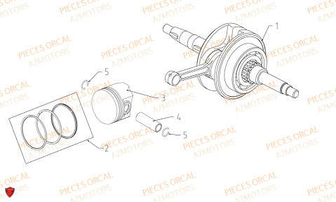 Vilebrequin Piston ORCAL Pièces ORCAL ISCA 125 NEW Euro5 (2022)