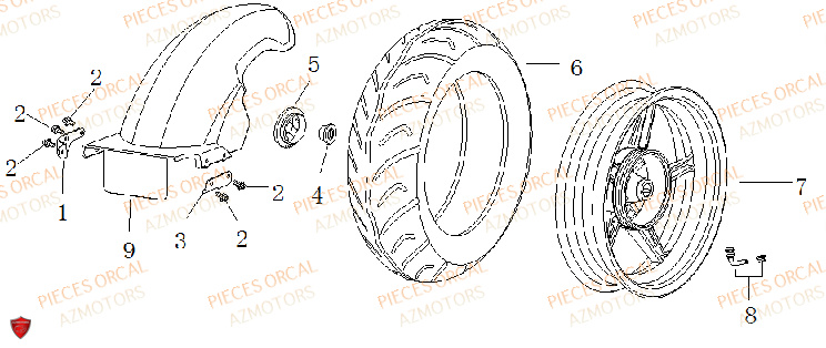 Roue Arriere ORCAL Pièces ORCAL ISCA 50 NEW 12" Euro5 (2022)