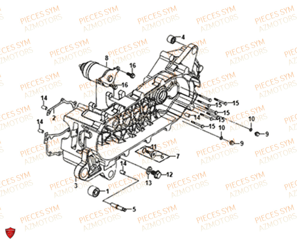 Carter Moteur SYM Pièces JET-14 50 - XC05W1-EU (2019-2020)