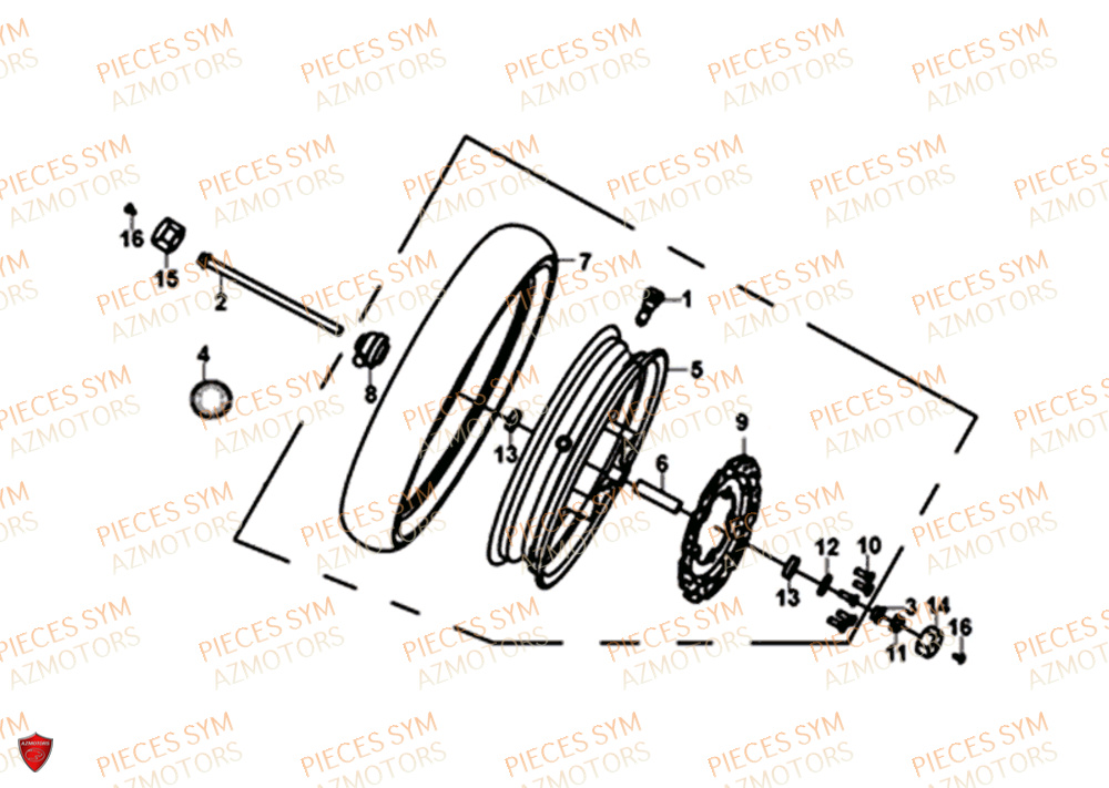 Roue Avant SYM Pièces JET-14 50 - XC05W1-EU (2019-2020)