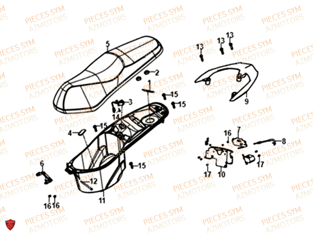 Selle SYM Pièces JET-14 50 - XC05W1-EU (2019-2020)