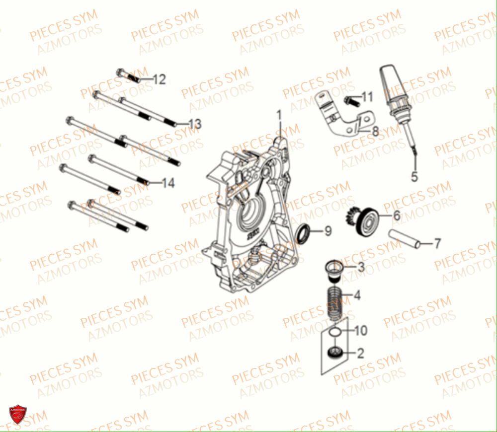 Carter Droit SYM Pièces JET-14 50 E5 - XC05W2-EU (2021)