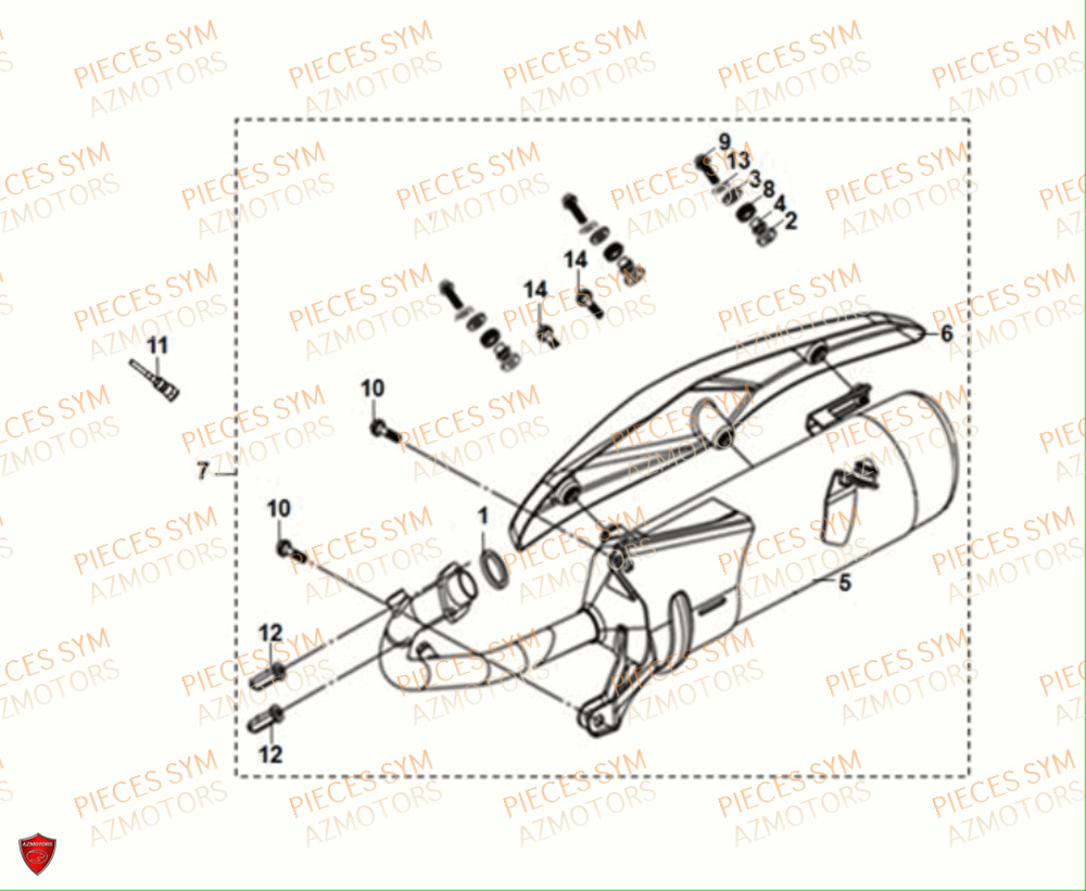 Echappement SYM Pièces JET-14 50 E5 - XC05W2-EU (2021)