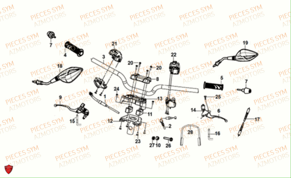 Guidon SYM Pièces JET-14 50 E5 - XC05W2-EU (2021)