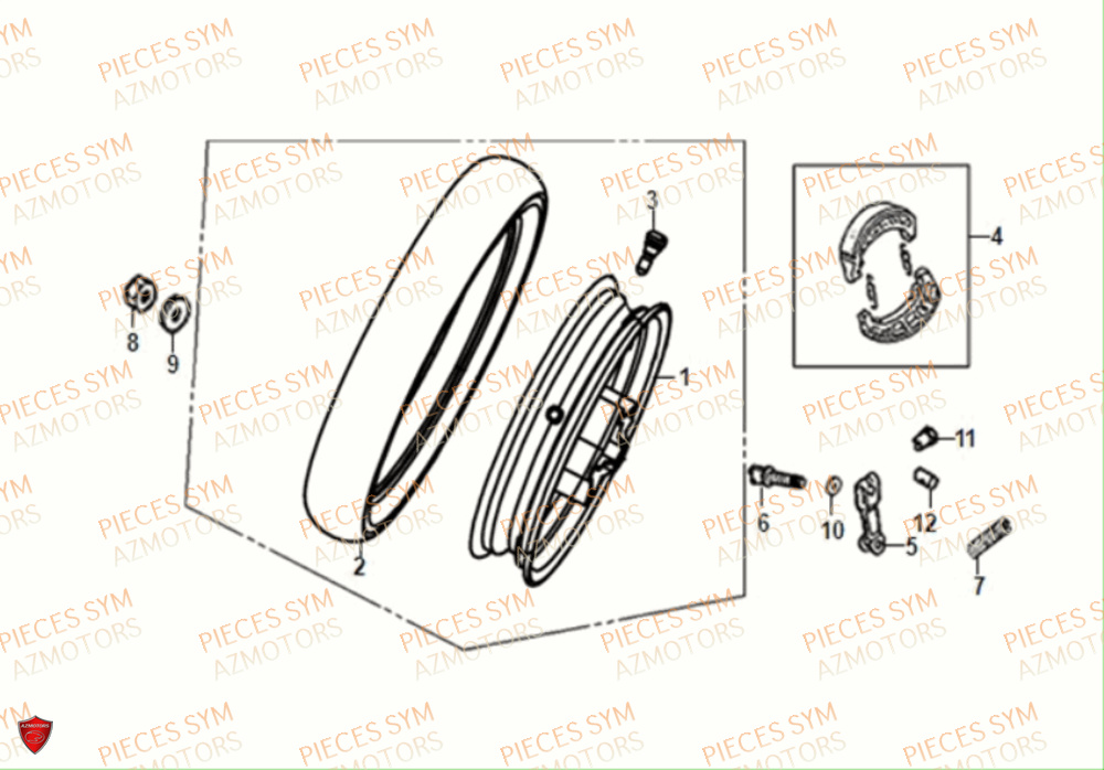 Roue Arriere SYM Pièces JET-14 50 E5 - XC05W2-EU (2021)