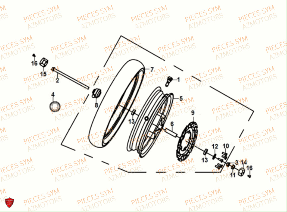 Roue Avant SYM Pièces JET-14 50 E5 - XC05W2-EU (2021)