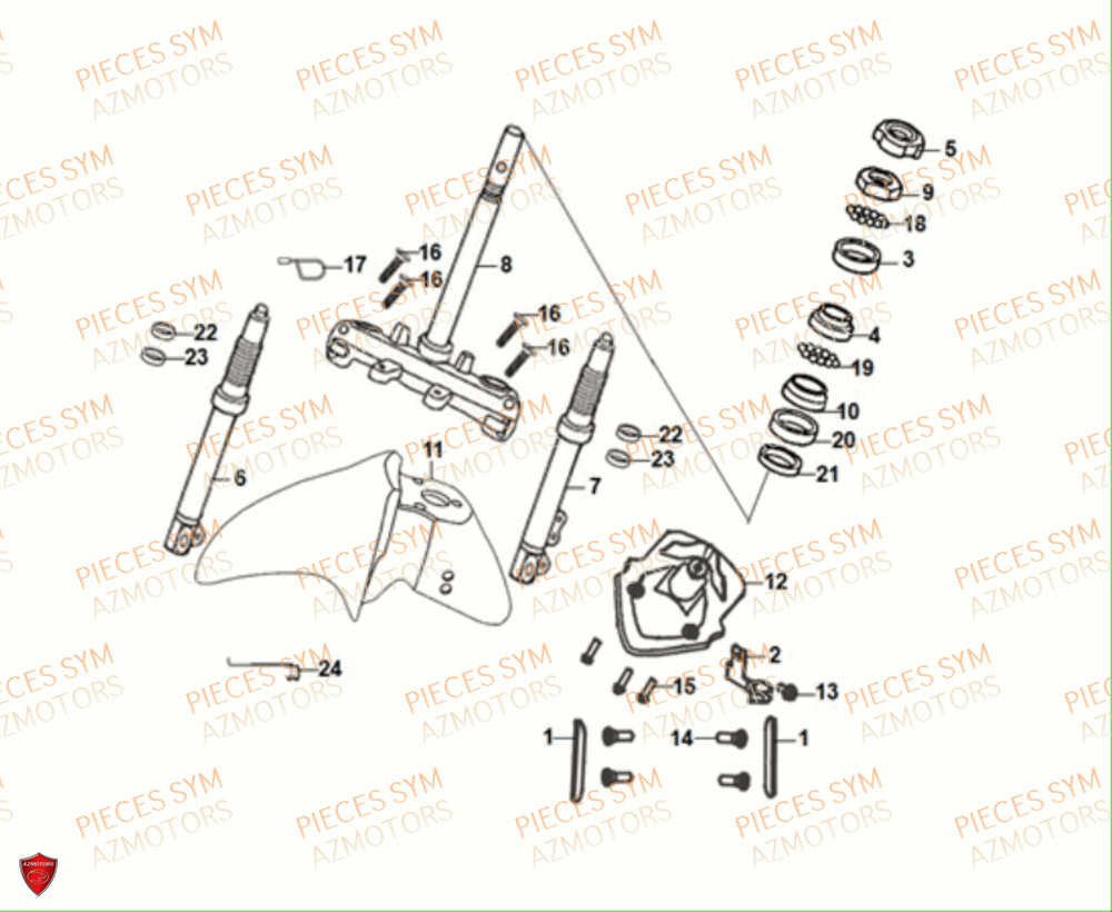 Te De Fourche SYM Pièces JET-14 50 E5 - XC05W2-EU (2021)