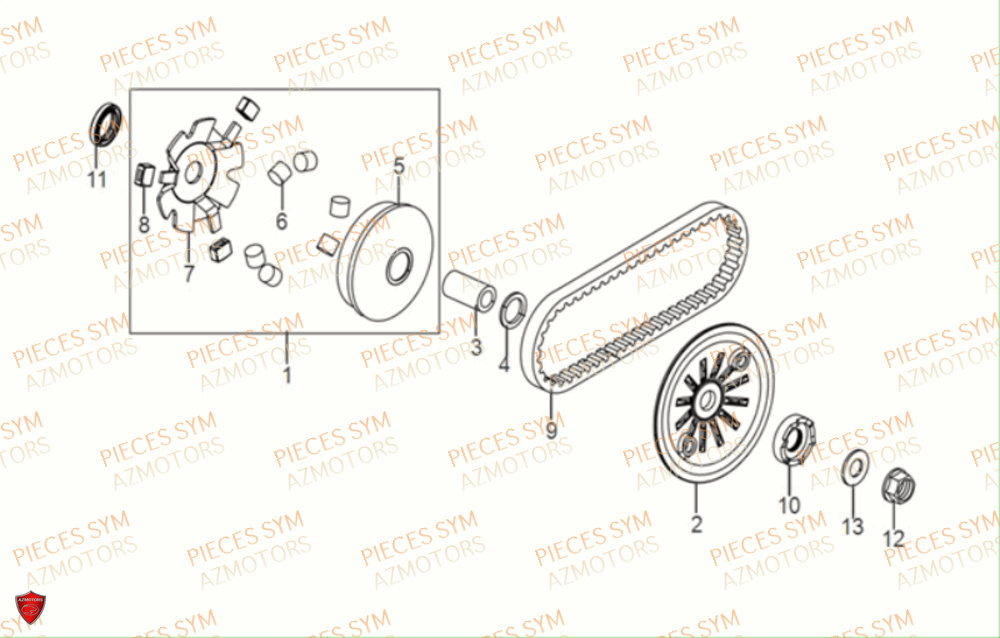 Variateur SYM Pièces JET-14 50 E5 - XC05W2-EU (2021)