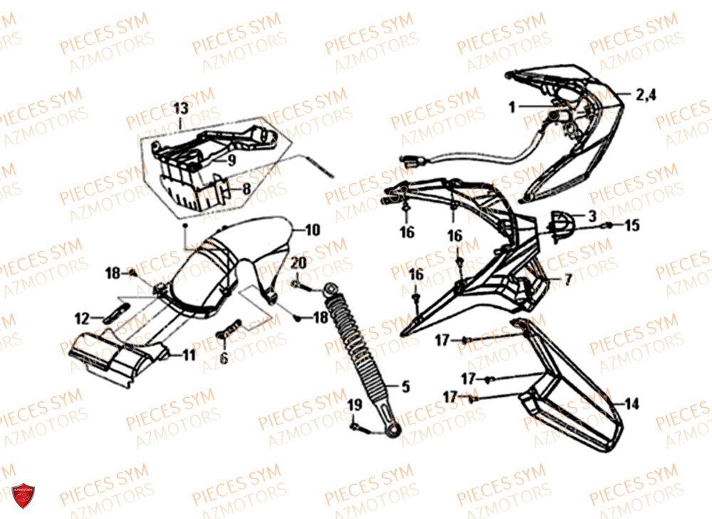 Amortisseur SYM Pièces JET-4 50 - AD05W8-EU (2019-2020)