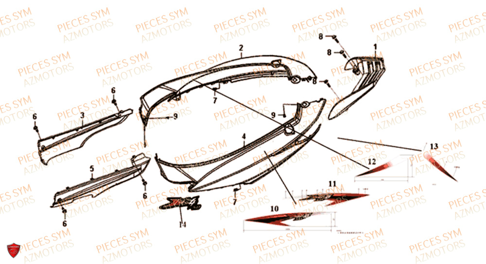 Carenage Lateral SYM Pièces JET-4 50 - AD05W8-EU (2019-2020)