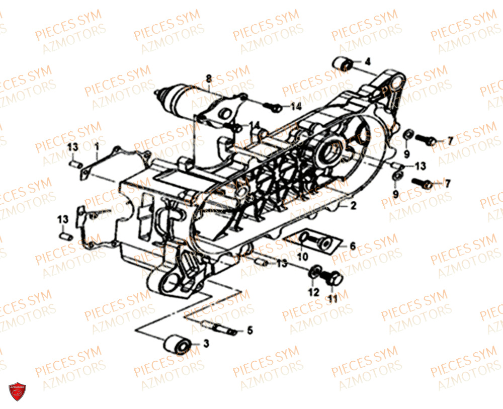 Carter Moteur SYM Pièces JET-4 50 - AD05W8-EU (2019-2020)