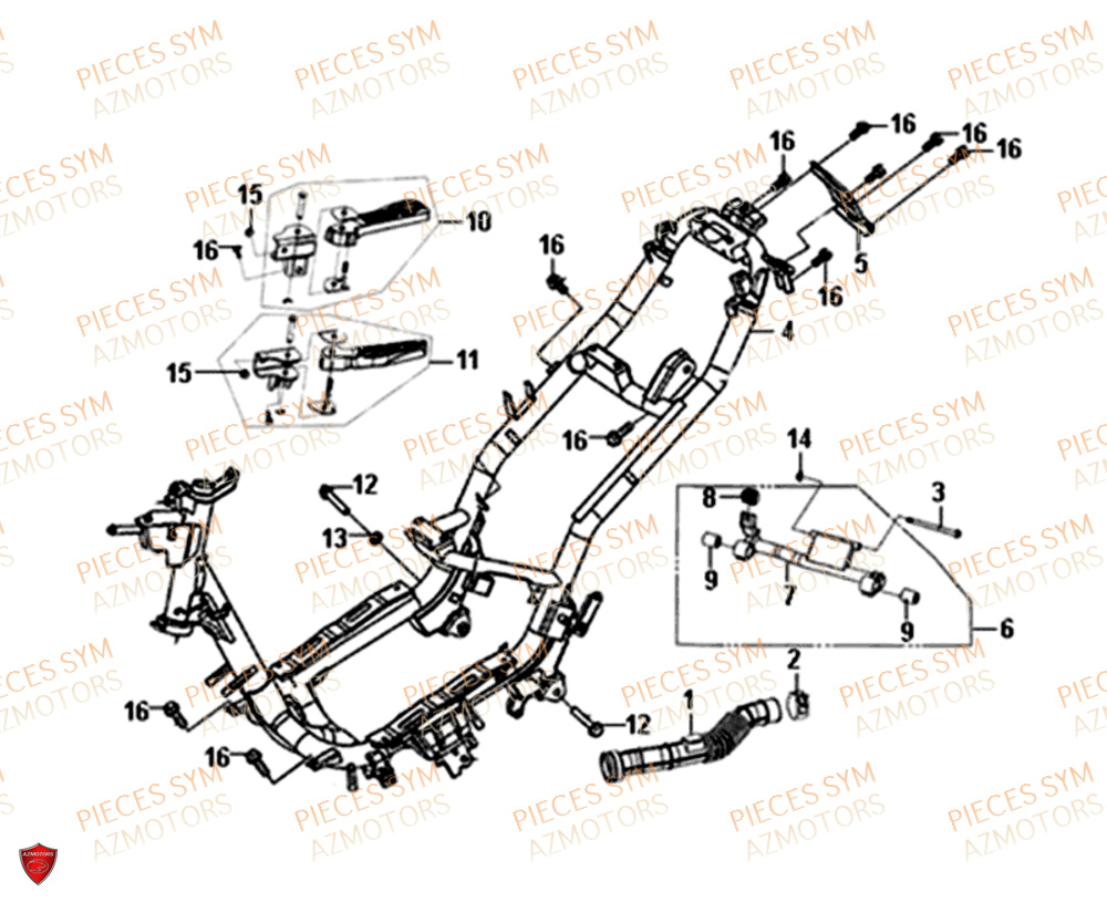 Chassis SYM Pièces JET-4 50 - AD05W8-EU (2019-2020)