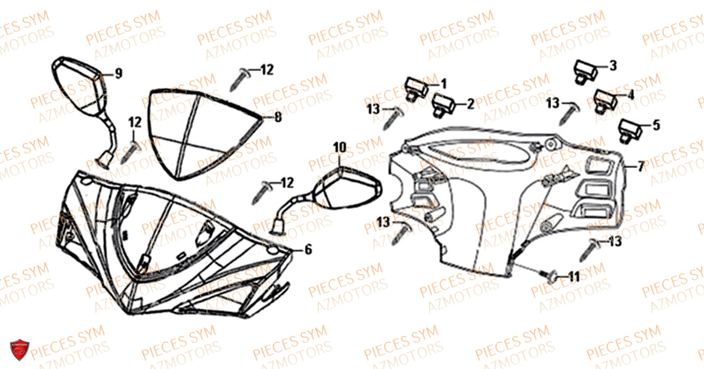 Couvre Guidon SYM Pièces JET-4 50 - AD05W8-EU (2019-2020)