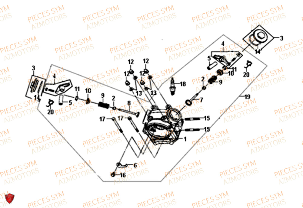 Culasse SYM Pièces JET-4 50 - AD05W8-EU (2019-2020)