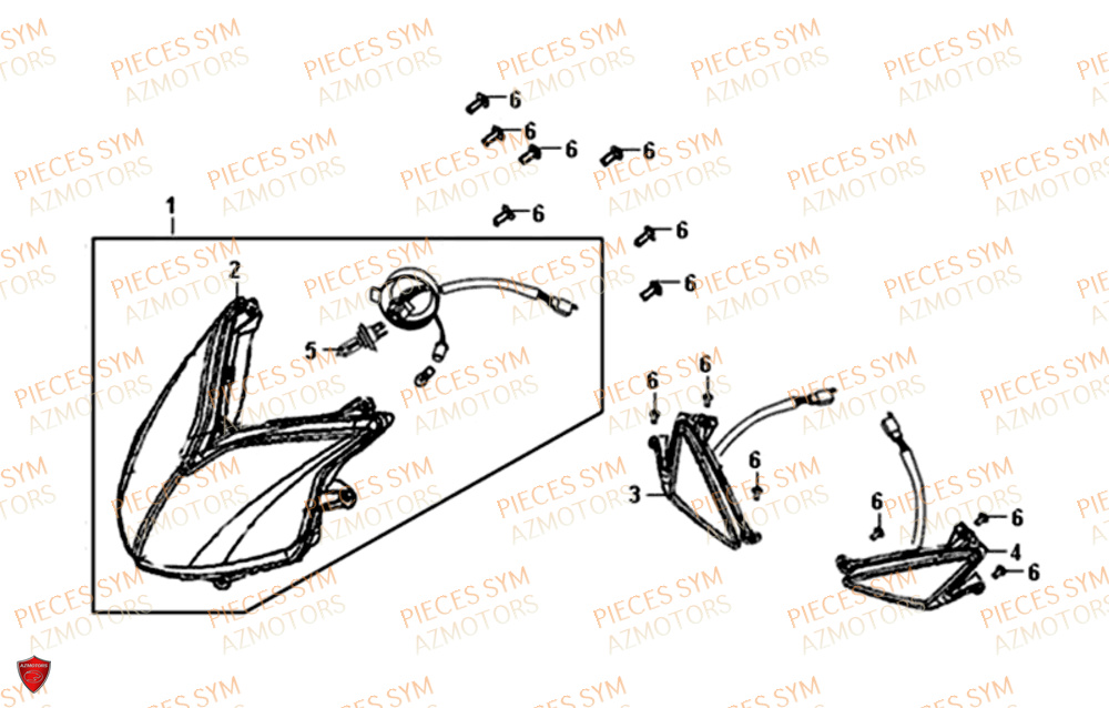 Phare Avant SYM Pièces JET-4 50 - AD05W8-EU (2019-2020)