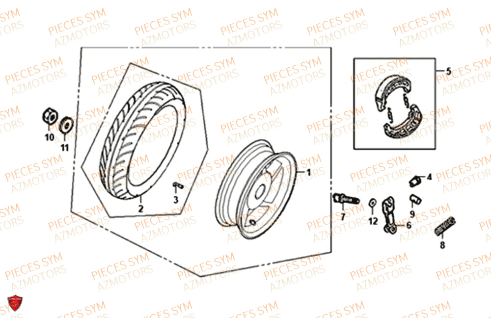 Roue Arriere SYM Pièces JET-4 50 - AD05W8-EU (2019-2020)