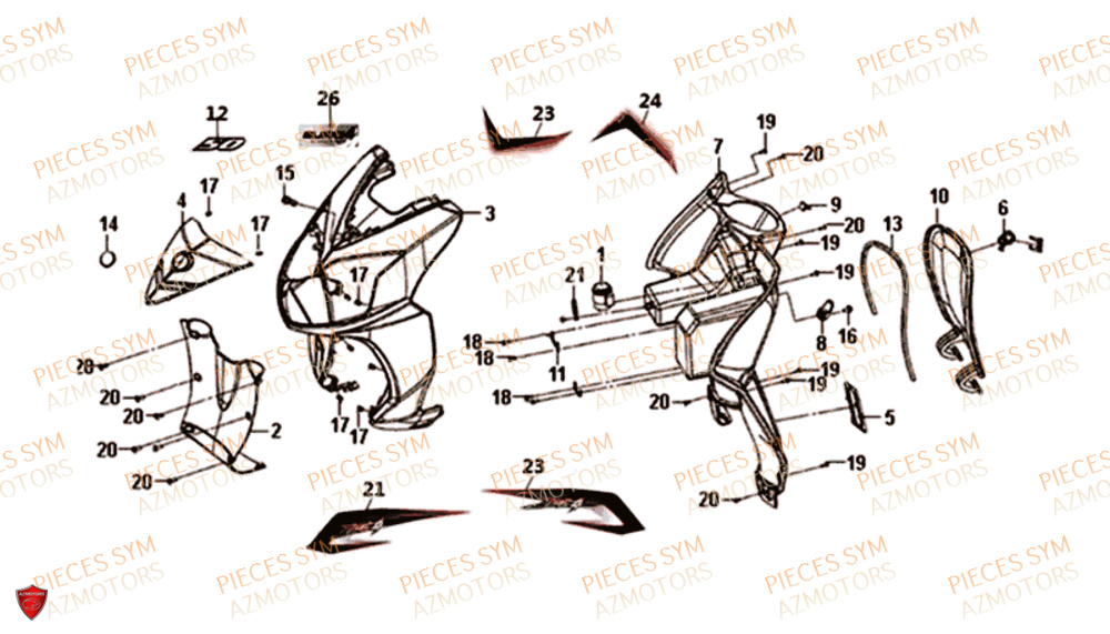 Tablier Avant SYM Pièces JET-4 50 - AD05W8-EU (2019-2020)