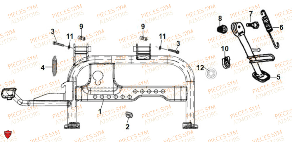 Bequille SYM Pièces JET-4 RX50 E5 - XE05W3-EU (2021)