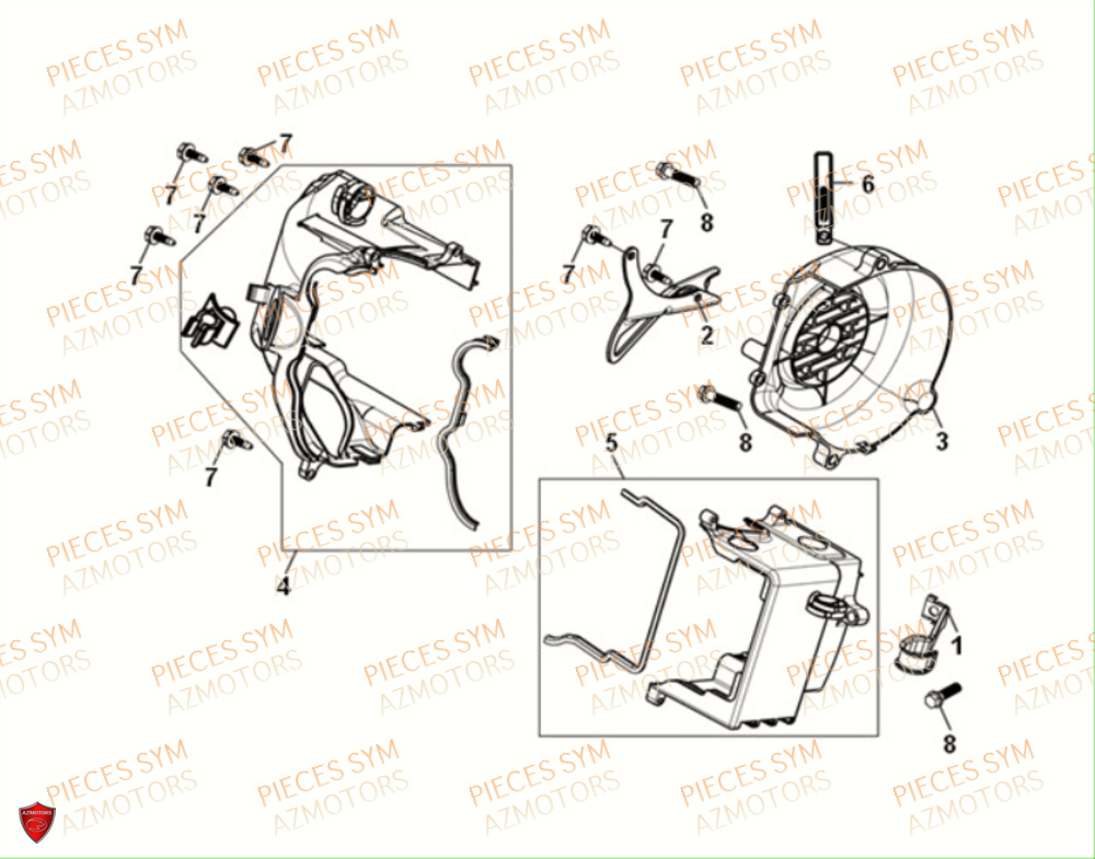 Cache Ventilateur SYM Pièces JET-4 RX50 E5 - XE05W3-EU (2021)