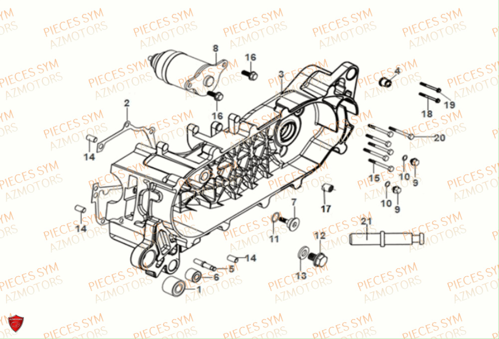 Carter Moteur SYM Pièces JET-4 RX50 E5 - XE05W3-EU (2021)