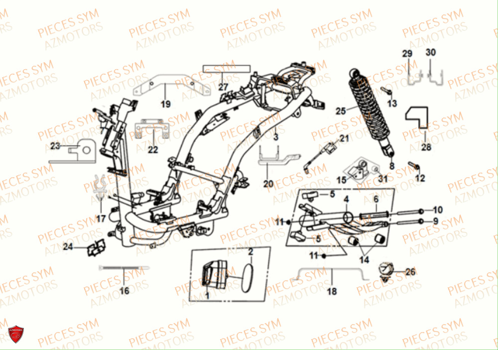 Chassis SYM Pièces JET-4 RX50 E5 - XE05W3-EU (2021)