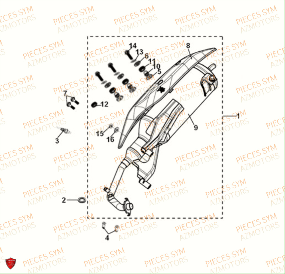 Echappement SYM Pièces JET-4 RX50 E5 - XE05W3-EU (2021)