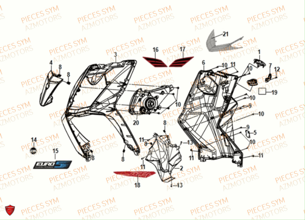 Face Avant SYM Pièces JET-4 RX50 E5 - XE05W3-EU (2021)