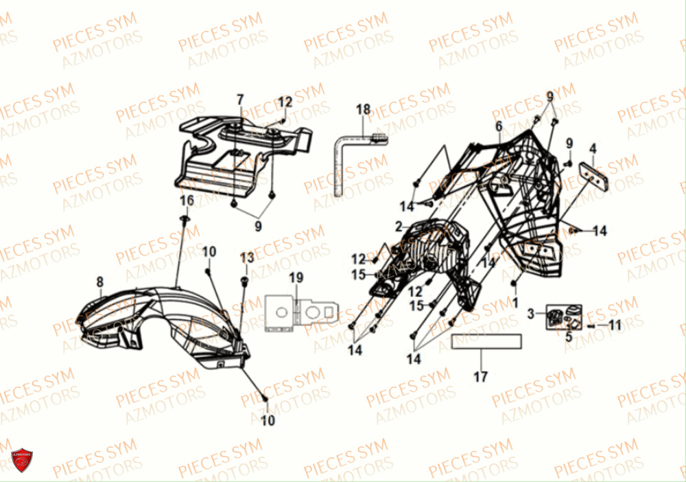 GARDE BOUE ARRIERE SYM JET4 RX50 2021