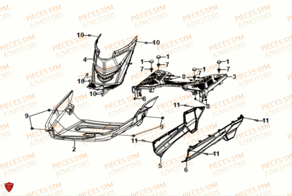 Plancher SYM Pièces JET-4 RX50 E5 - XE05W3-EU (2021)