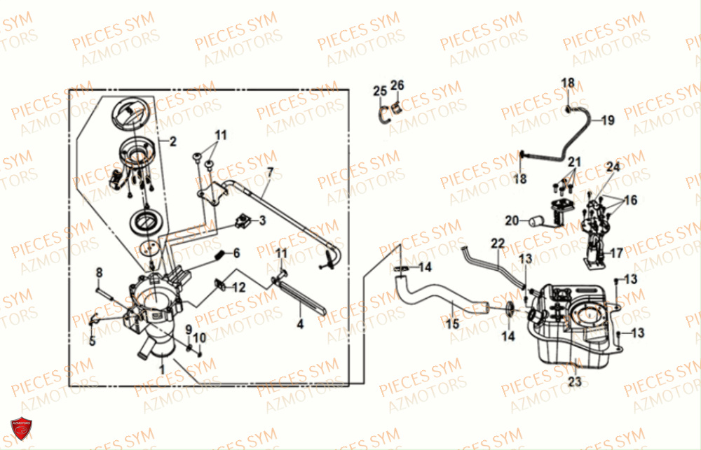 Reservoir SYM Pièces JET-4 RX50 E5 - XE05W3-EU (2021)