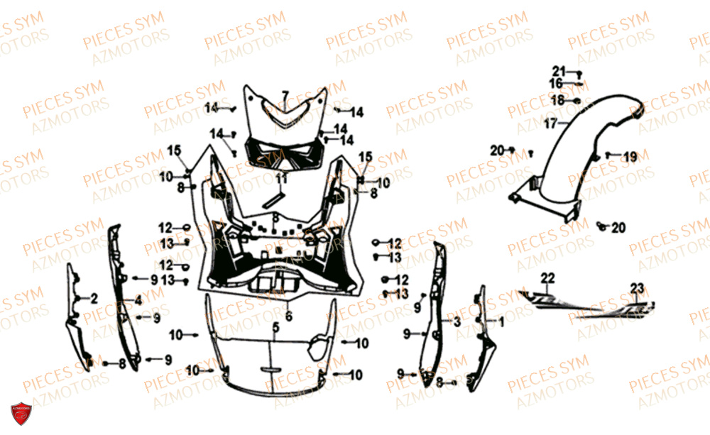 Carenages Lateraux Plancher SYM Pièces JET 14 125I X83 ABS EURO 4 - XC12WY-EU (2019)