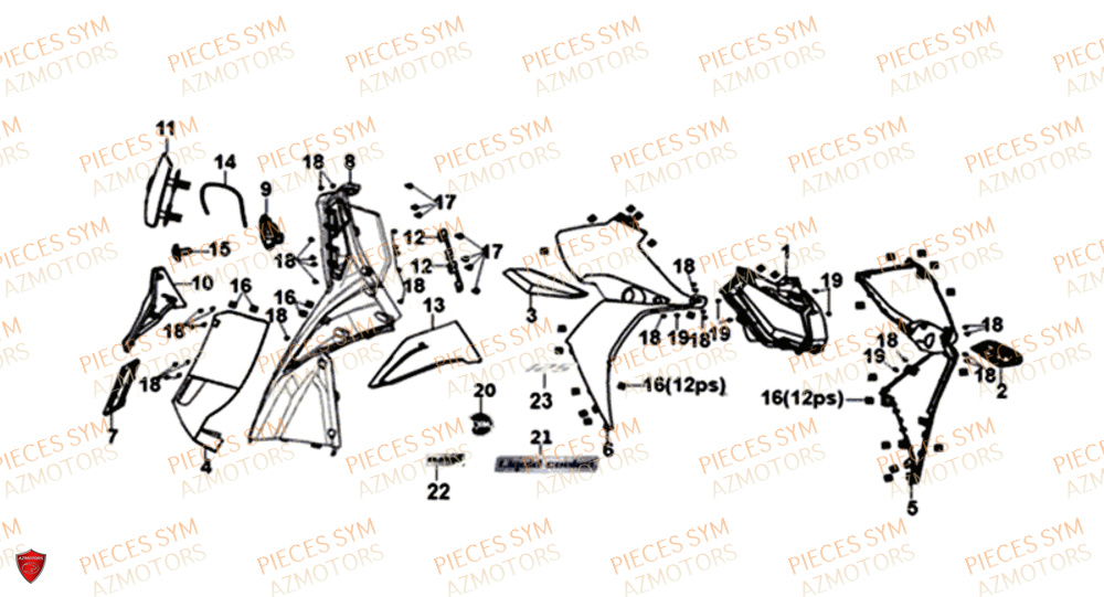 Carenage Avant Clignotant Eclairage SYM Pièces JET 14 125I X83 ABS EURO 4 - XC12WY-EU (2019)