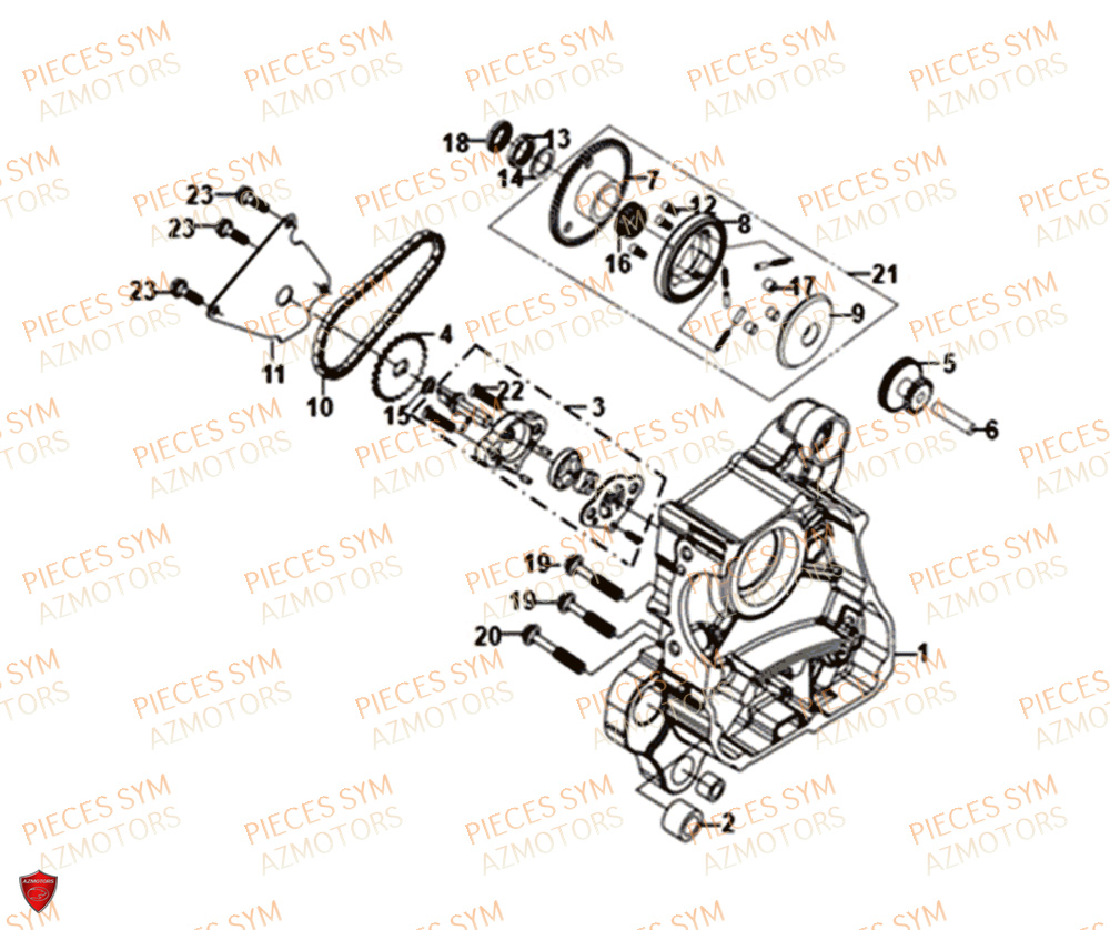 CARTER DROIT POMPE A HUILE SYM JET 14 125I X83 ABS EU4