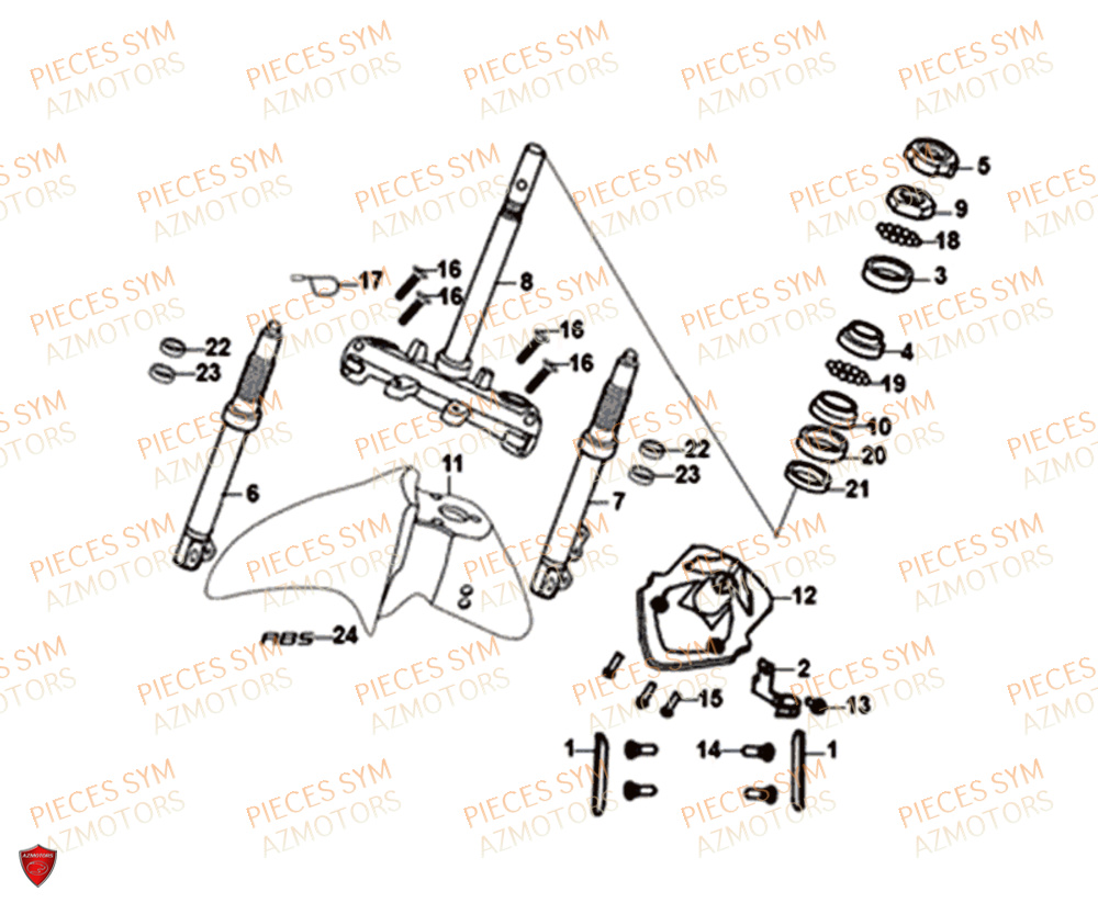 Colonne De Direction SYM Pièces JET 14 125I X83 ABS EURO 4 - XC12WY-EU (2019)