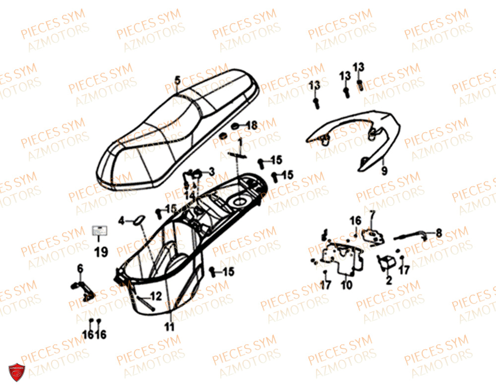 Selle SYM Pièces JET 14 125I X83 ABS EURO 4 - XC12WY-EU (2019)