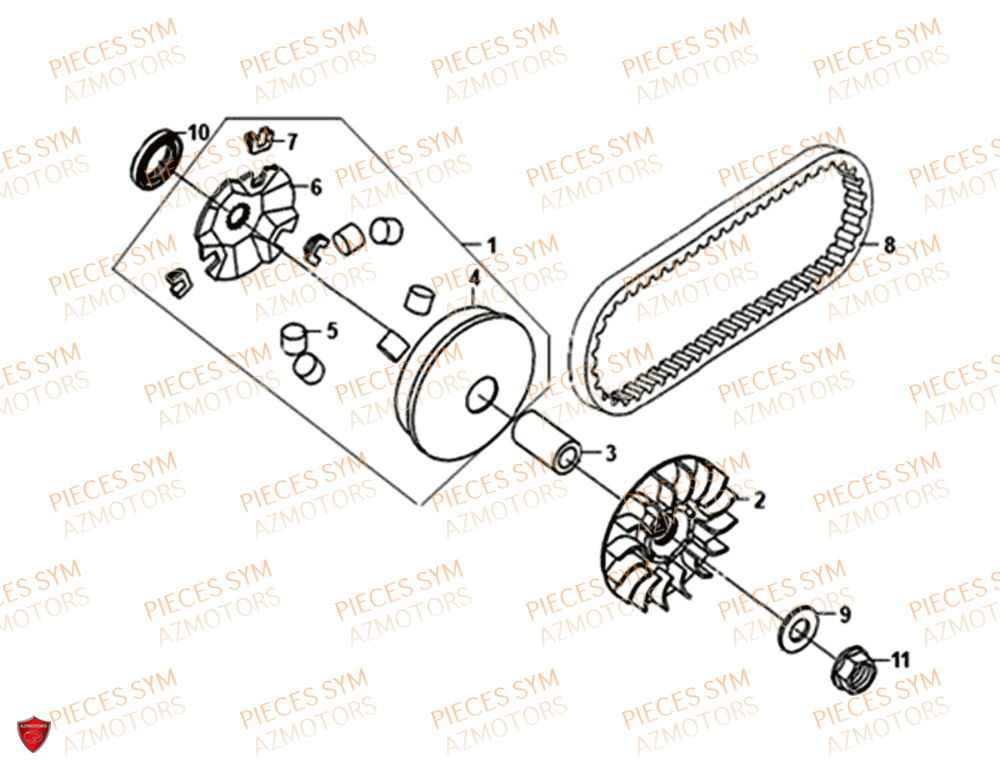 Variateur SYM Pièces JET 14 125I X83 ABS EURO 4 - XC12WY-EU (2019)