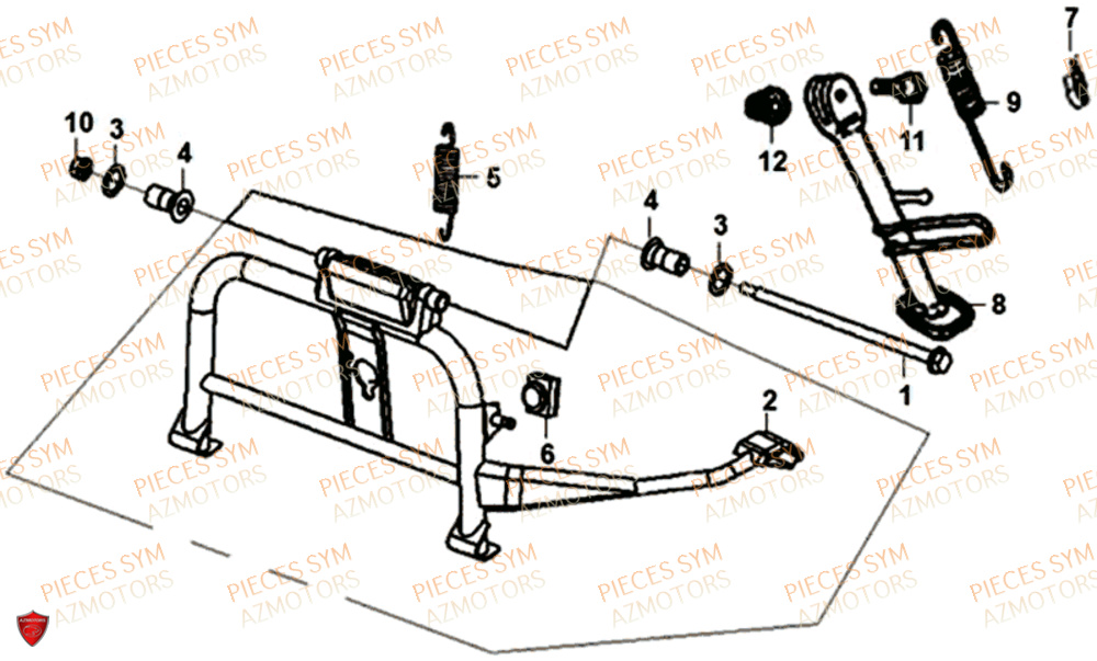 Bequille Centrale Et Laterale SYM Pièces JET 14 125 XB1 EURO 4 - XC12WW-EU (2017-2020) 