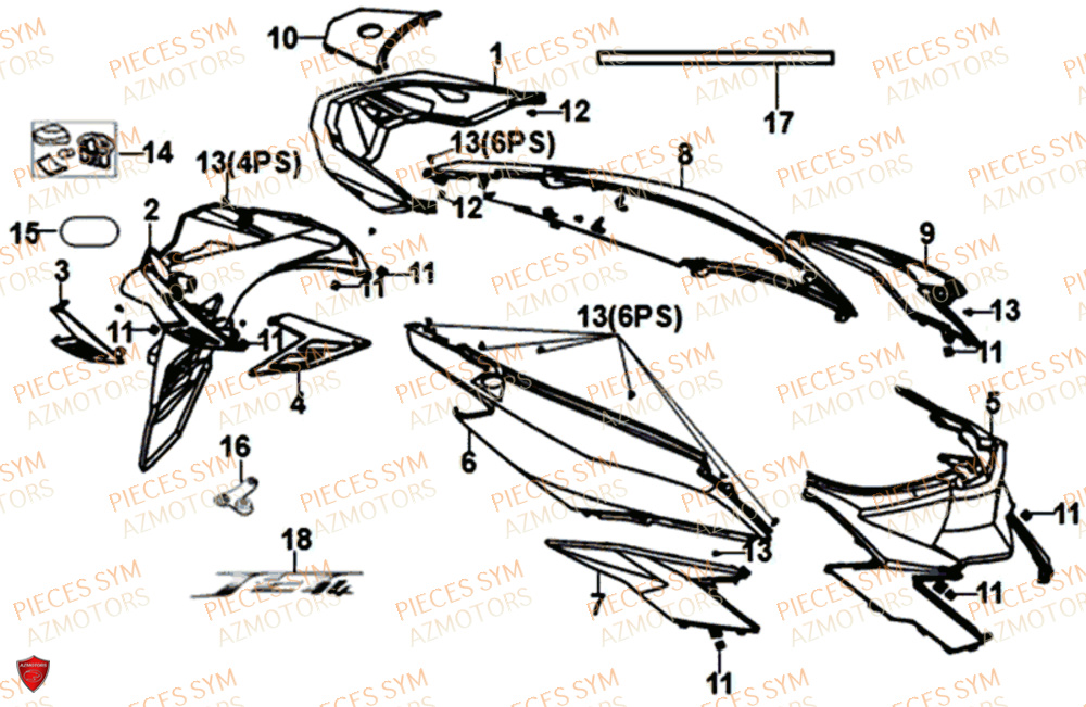 CARENAGES FEU ARRIERE SYM JET 14 125 XB1 EU4