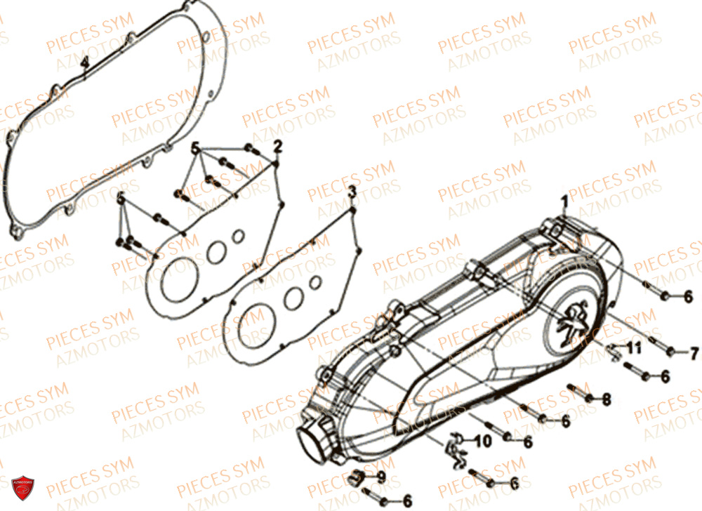 COUVERCLE DE CARTER GAUCHE SYM JET 14 125 XB1 EU4