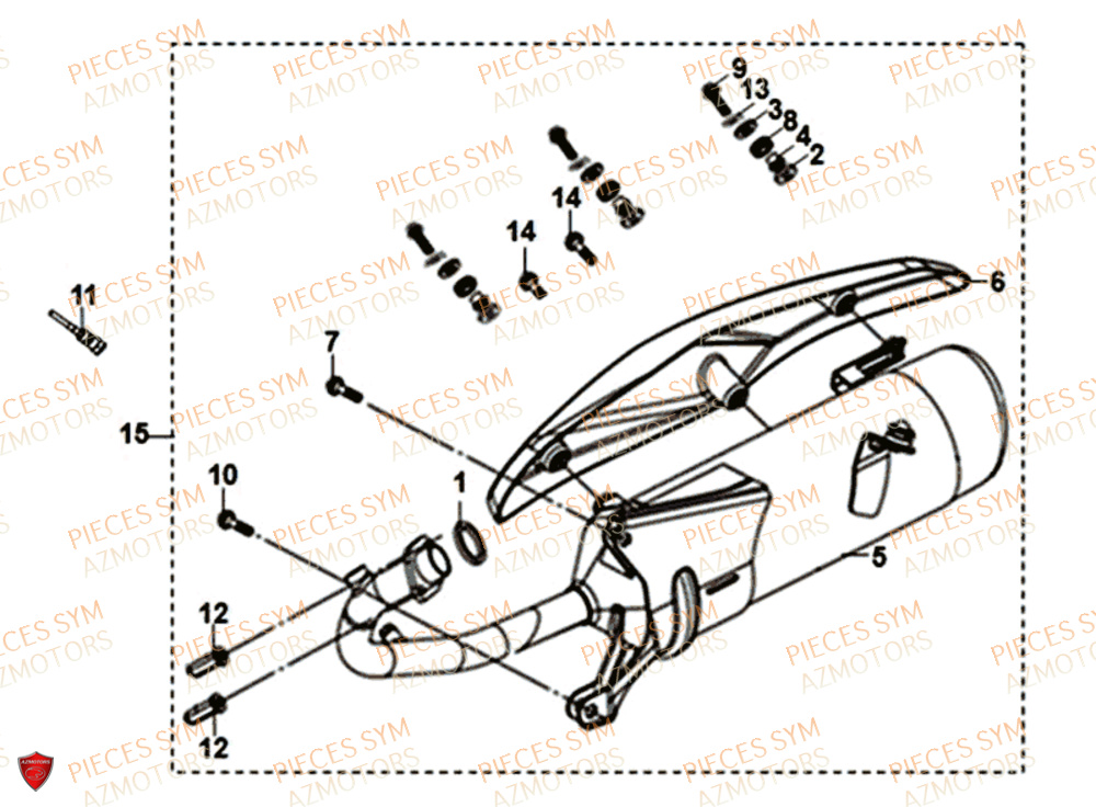 Echappement SYM Pièces JET 14 125 XB1 EURO 4 - XC12WW-EU (2017-2020) 
