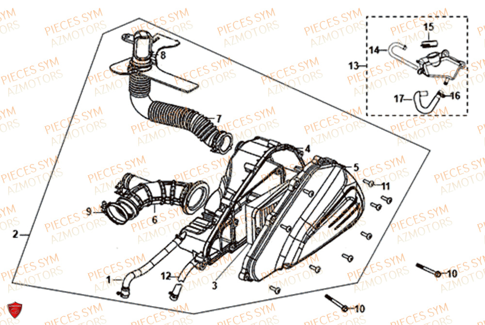 Filtre A Air SYM Pièces JET 14 125 XB1 EURO 4 - XC12WW-EU (2017-2020) 