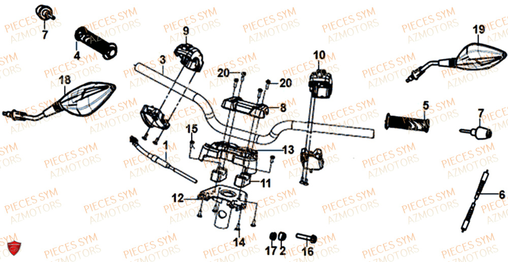 GUIDON RETROVISEUR SYM JET 14 125 XB1 EU4