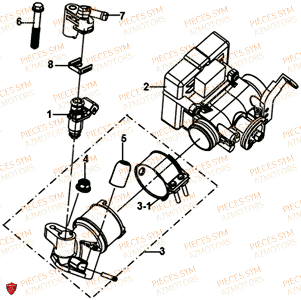 Injecteur Admission SYM Pièces JET 14 125 XB1 EURO 4 - XC12WW-EU (2017-2020) 