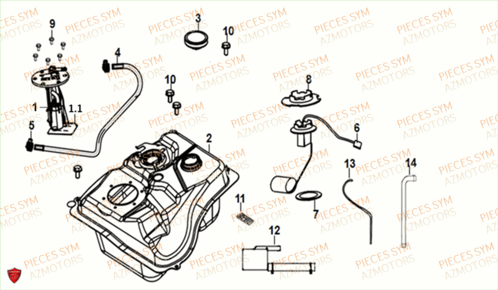 Reservoir A Carburant SYM Pièces JET 14 125 XB1 EURO 4 - XC12WW-EU (2017-2020) 