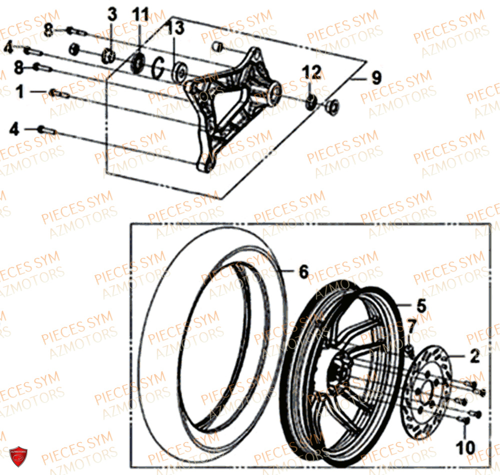 ROUE ARRIERE SYM JET 14 125 XB1 EU4